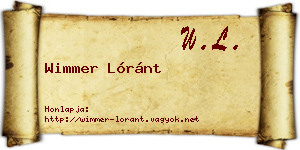 Wimmer Lóránt névjegykártya